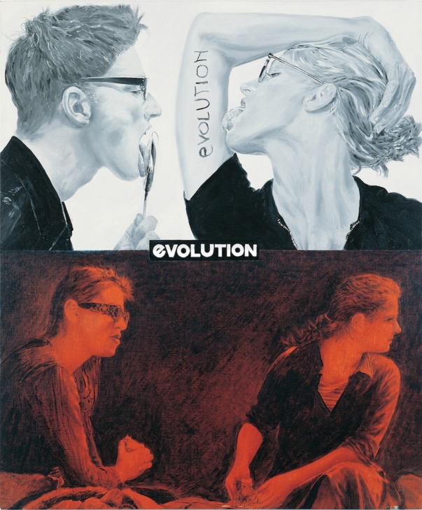 Evolution, 1998. Acrilico, inchiostro serigrafico e olio su tela 100 x 120 cm (Private collection)