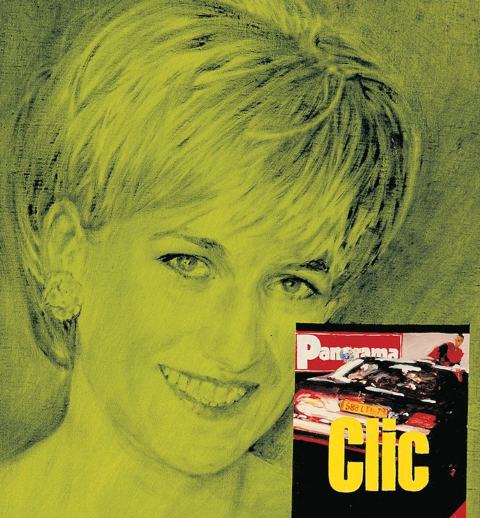 Click 1997. Acrilico, inchiostro serigrafico e olio su tela cm. 50x40