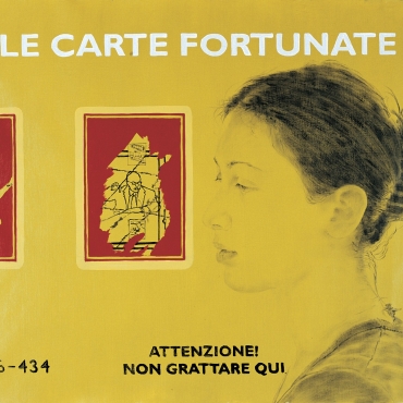 Le carte fortunate,2002. Tecnica mista su tela cm. 100x130