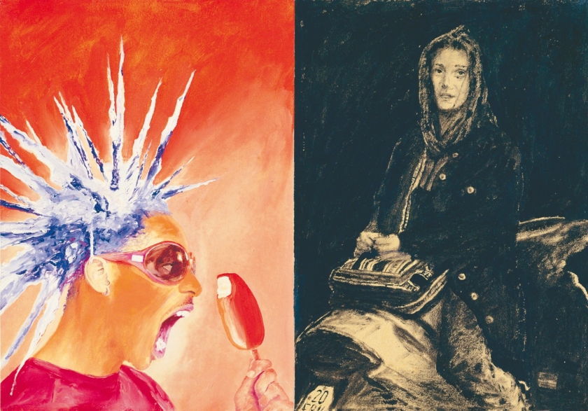 Senza titolo 2 1999. Acrilico, inchiostro serigrafico e olio su tela 35 x 50 cm