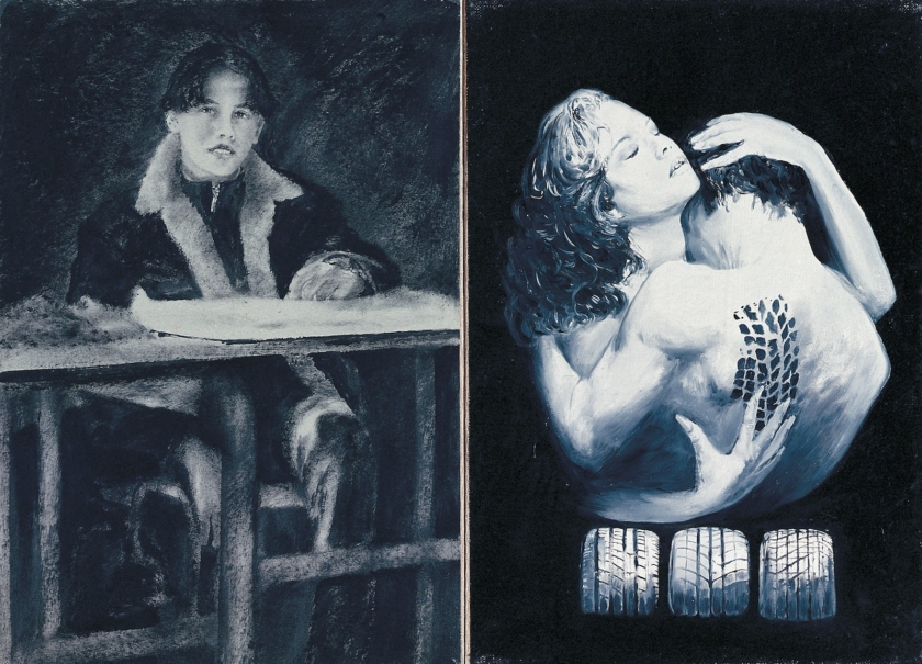 Senza titolo 3 1999. Acrilico, inchiostro serigrafico e olio su carta intelata 2 pezzi 50x35 cm