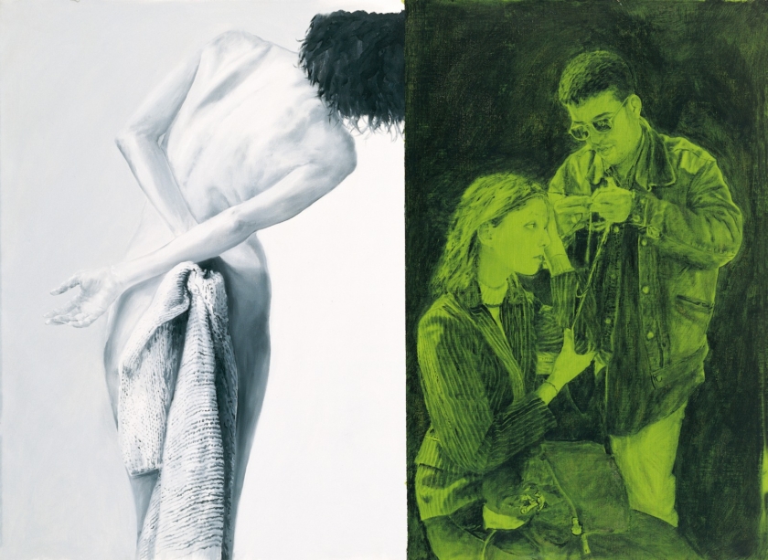 Senza titolo,1998. Acrilico, inchiostro serigrafico e olio su tela cm 70x100