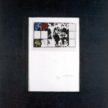Zampogna e Schifano-2 1989. Grafica di Schifano su legno cm 180x150