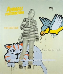 Animali porta fortuna 2 2004. Acrilico e inchiostro serigrafico su tela cm. 220x200