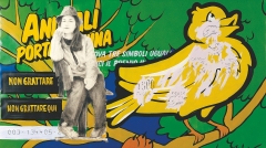 Animali porta fortuna 3 2004. Acrilico e inchiostro serigrafico su tela cm. 100x180