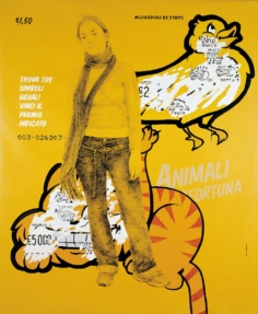 Animali porta fortuna 4 2004. Acrilico e inchiostro serigrafico su tela cm 220x200