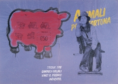 Animali porta fortuna 9 2004. Acrilico e inchiostro serigrafico su carta 2 pezzi 100x70 cm.