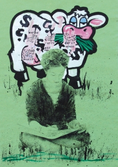 Animali portafortuna 1 2004. Acrilico e inchiostro serigrafico su carta cm. 50x35