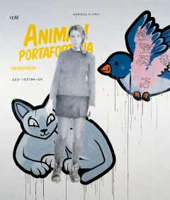 Animali portafortuna 2004. Acrilico e inchiostro serigrafico su tela cm. 160x200