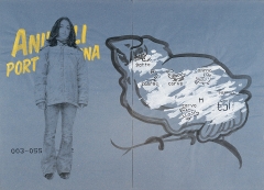 Animali portafortuna 8 2004. Acrilico e inchiostro serigrafico su carta 2 pezzi 100x70 cm.