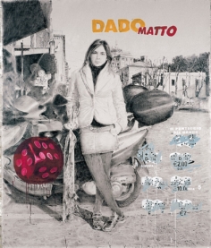 Dado Matto 2 2005. Acrilico e inchiostro serigrafico su tela cm 240x200