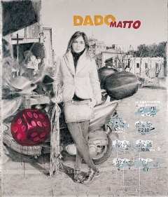 Dado Matto 2 2005. Acrilico e inchiostro serigrafico su tela cm 240x200