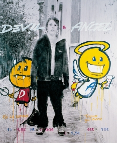Devil & Angel 2005. Acrilico e inchiostro serigrafico su tela cm. 240x200