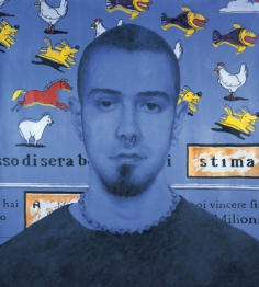 Rosso di sera.... 2001. Acrilico e inchiostro serigrafico su tela cm. 200x180