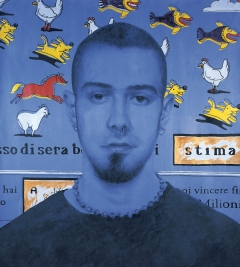 Rosso di sera.... 2001. Acrilico e inchiostro serigrafico su tela cm. 200x180