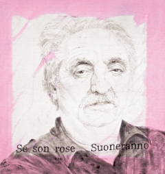 Se son rose.. suoneranno 2009. Inchiostro serigrafico e acrilico su tela 135x125 cm (Ritratto di Elmerindo Fiore)
