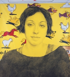 Senza titolo 2001. Acrilico e inchiostro serigrafico su tela cm. 200x180