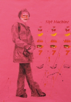Slot Machine 2005. Inchiostro serigrafico e acrilico su carta cm. 100x70