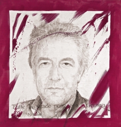 Tutte le strade portano a.. Genova 2009. Inchiostro serigrafico e acrilico su tela 128 x 120 cm 
(Ritratto di Gabriele Perretta)