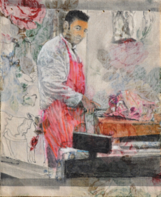 Senza titolo 2013, Tecnica mista su stoffa 47,5x38,5cm