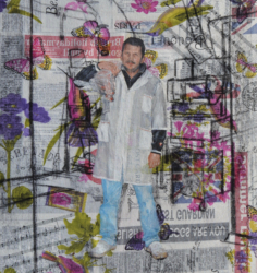 Senza titolo 7 2015, Tecnica mista su carta da parati 52x50cm