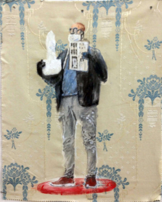 Tempi di Covid, 2020 - 3- Tecnica mista su stoffa - cm. 37,5X30