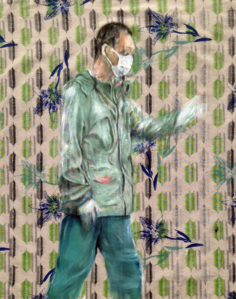 Tempi di Covid, 2020 - 7 - Tecnica mista su stoffa - cm. 100X80